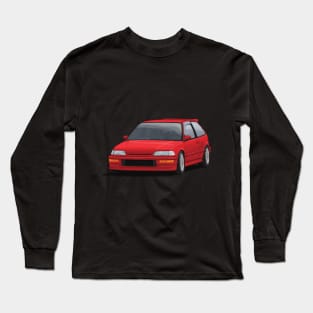 Civic EF hatch Red Long Sleeve T-Shirt